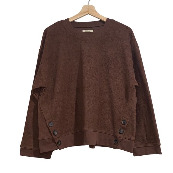 Madewell (Re)sourced Brushed Side-Button Relaxed Sweatshirt Brown Medium Womens - Picture 1 of 6